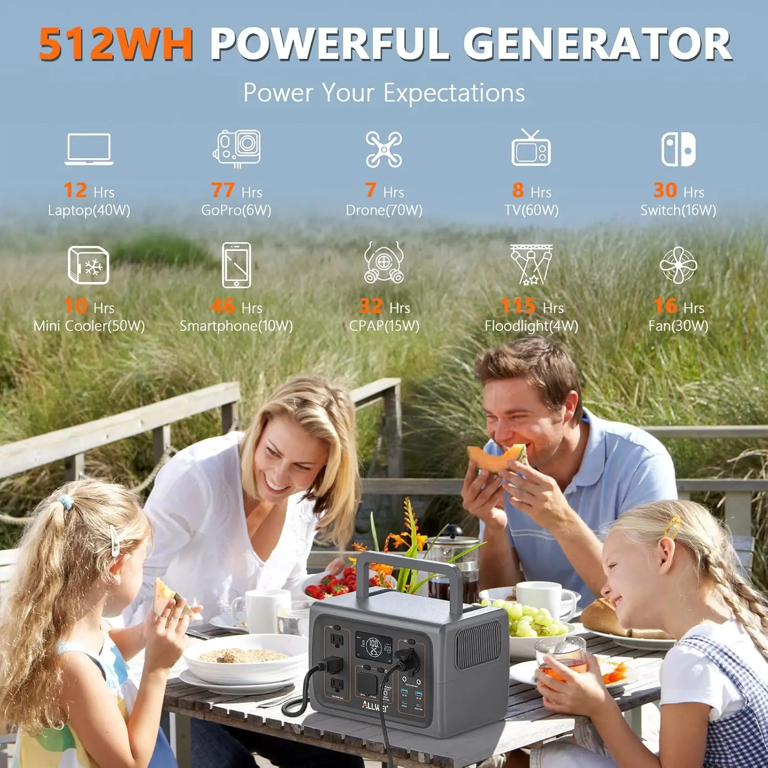 LiFePO Portable Power Station Solar Generator with UPS Function Fast Charge Home Battery Backup for CPAP Outdoor RV Van 4