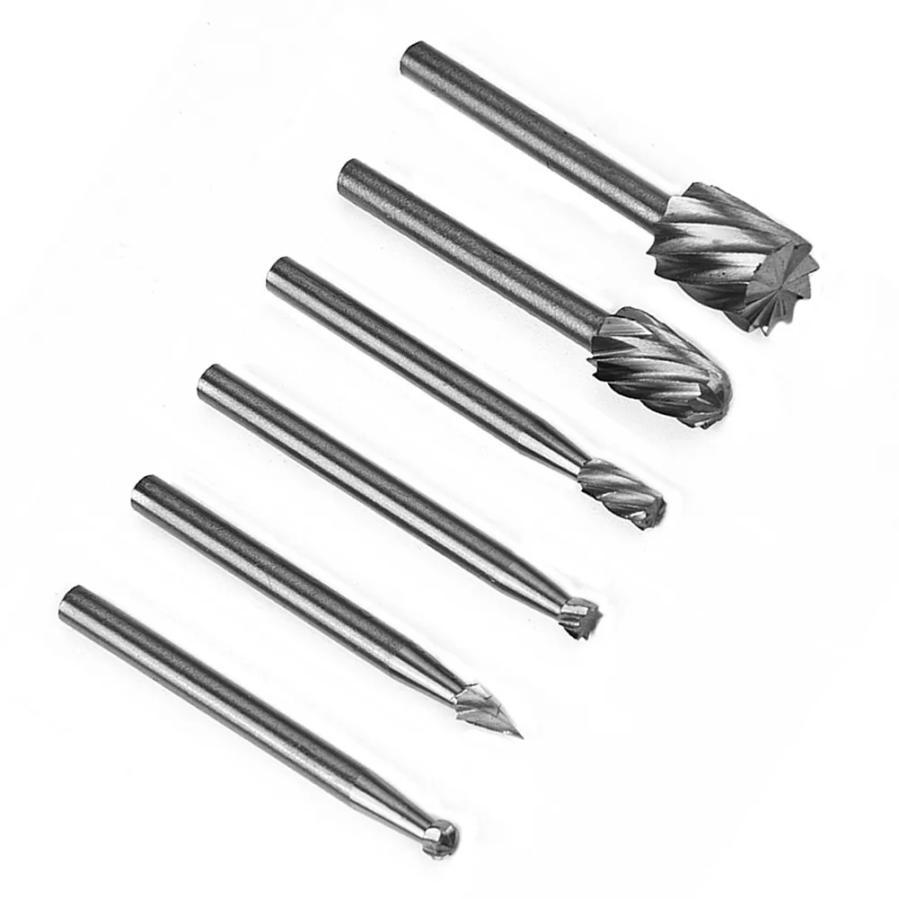 6pcs 1/4 Bearing Steel Rotary Burr Set for Dremel Drill Bits