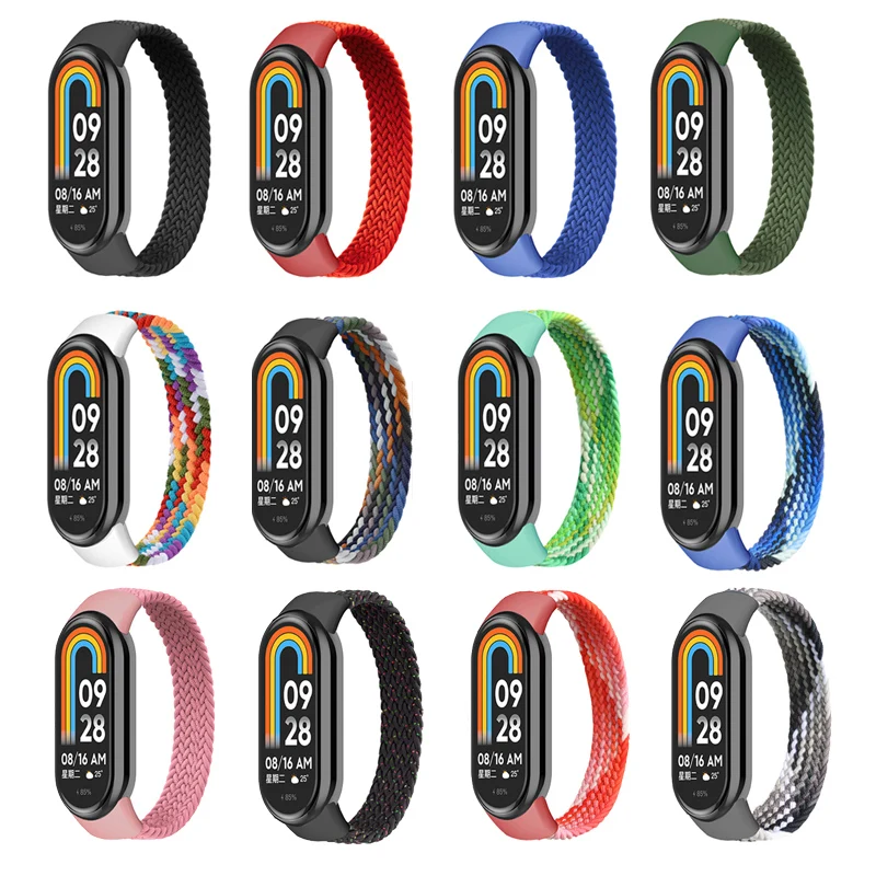 Braided Solo Loop for Xiaomi Mi Band 8 Strap accessories Elastic Nylon Watchbands Replacement correa bracelet for Miband 8 NFC