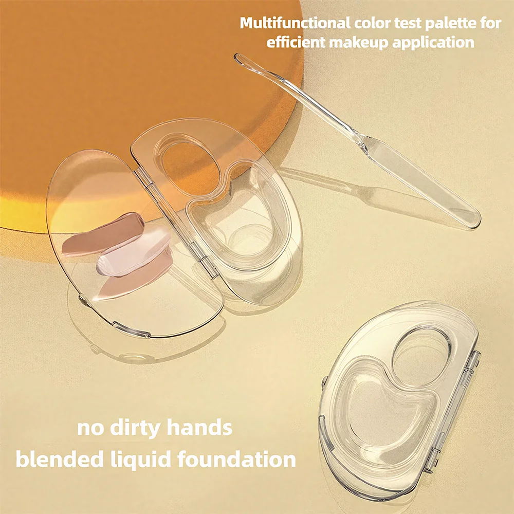 Foldable Acrylic Liquid Foundation Palette Set with Foundation Spatula and Dedicated Storage Tray, Complete Makeup Tool Set