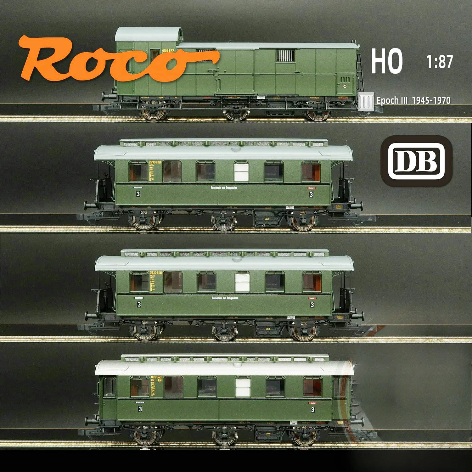 

ROCO Train Model HO Type 1/87 74014 DB Three-generation Passenger Carriage Four-section Set German Classic Rail Car Toy Gift