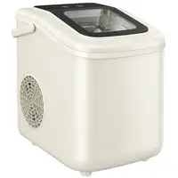 Machine à glaçons portable 12 kg/24h, autonettoyante, beige, pour comptoir, avec pelle et panier, compacte, pour la maison, la cuisine, le bar, le camping, l'appartement, l'habitation moderne 8