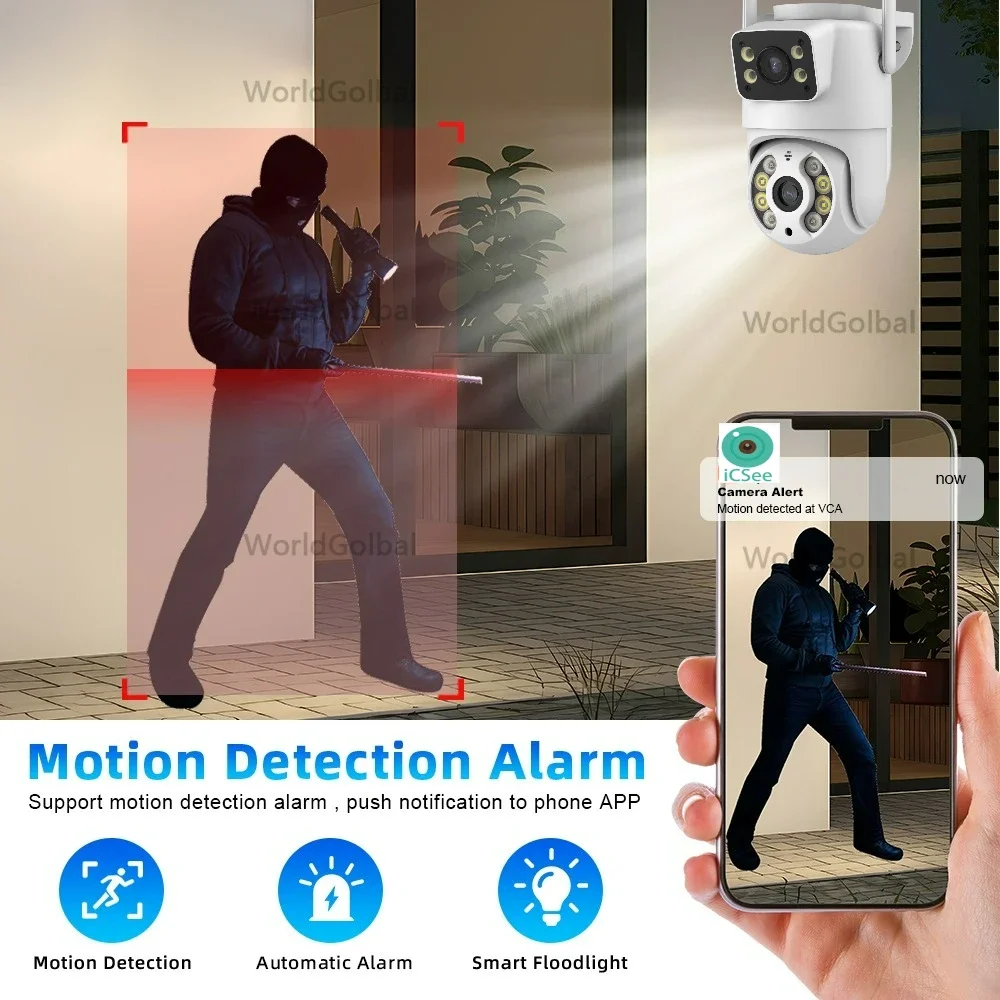 Icsee 5G 10MP 8MP Wifi Camera PTZ Outdoor Dual Screens Human Detection Dual Lenses 4K Security Protection IP Camera Audio iCSee 2