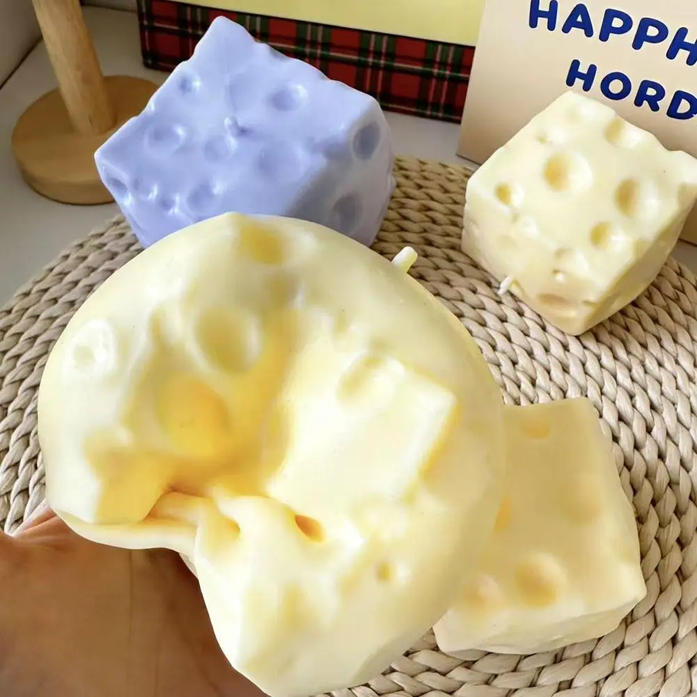 점보 치즈 큐브 스트레스 볼 ASMR 감각 완화용 대형 치즈 모양 스퀴즈 볼 무반동 피젯 토이 축제 선물