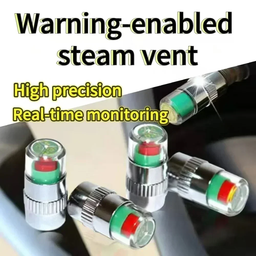 4/2 PCS Car Tire Pressure Monitor Valve 2.4Bar 36PSI Tire Pressure Indicator 3 Color Eye Alert Tire Pressure Monitor Valve Caps