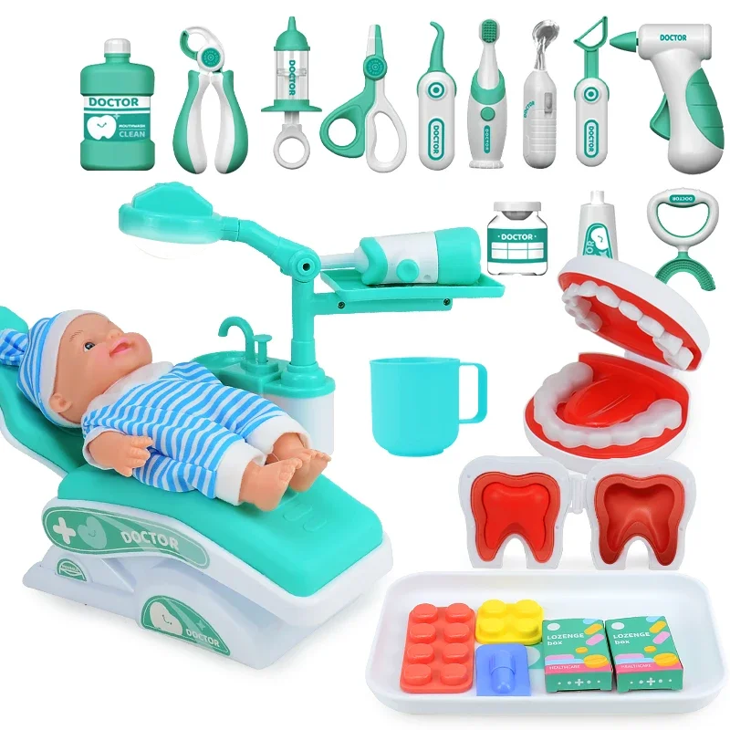 Dentist Play Set, 28 Pcs Doctor Kit for Toddlers 3-5 Years Old Pretend Dentist Play Toys Kit with Dental Chair & Dental Tools