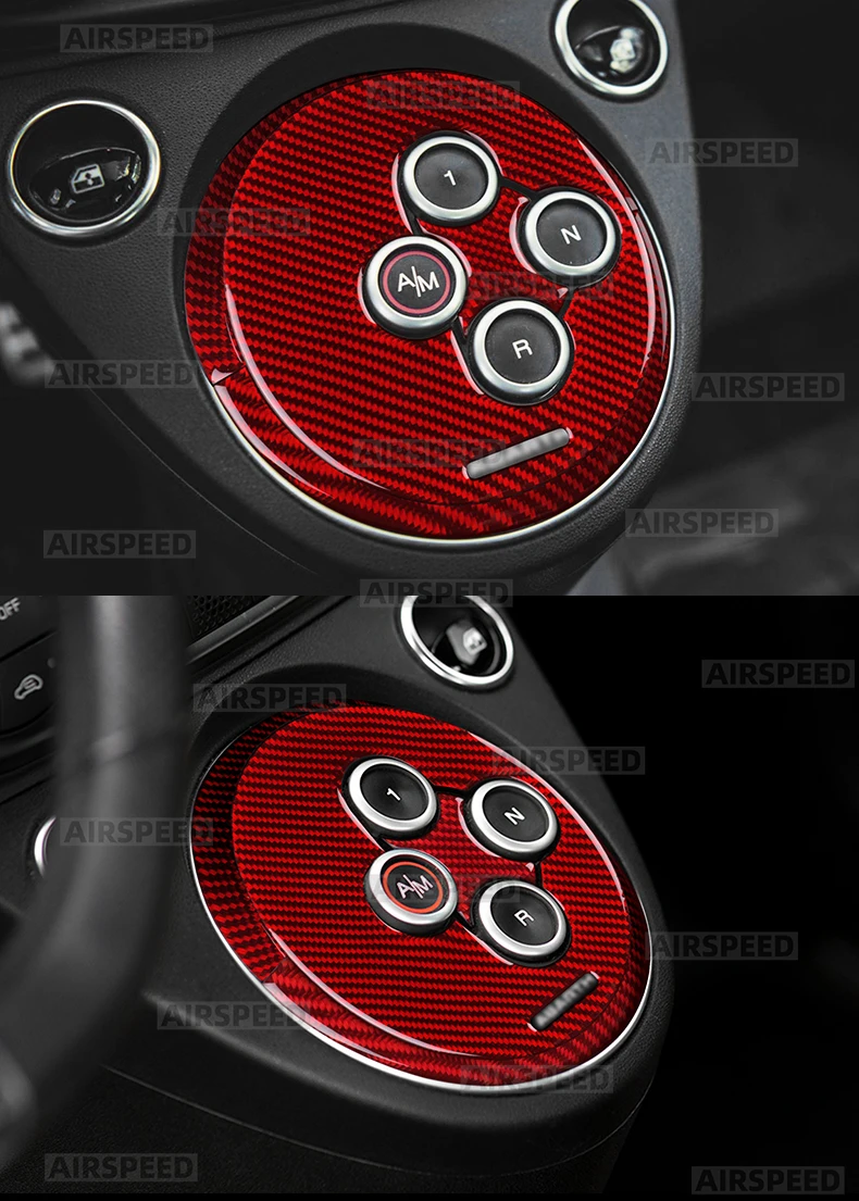 Echter weicher Kohlefaser-Aufkleber für Abarth 595 695 2012–2019 2020 2021 2022 2023 2024 LHD RHD Auto AT automatischer Gangschaltrahmen – Detail 10