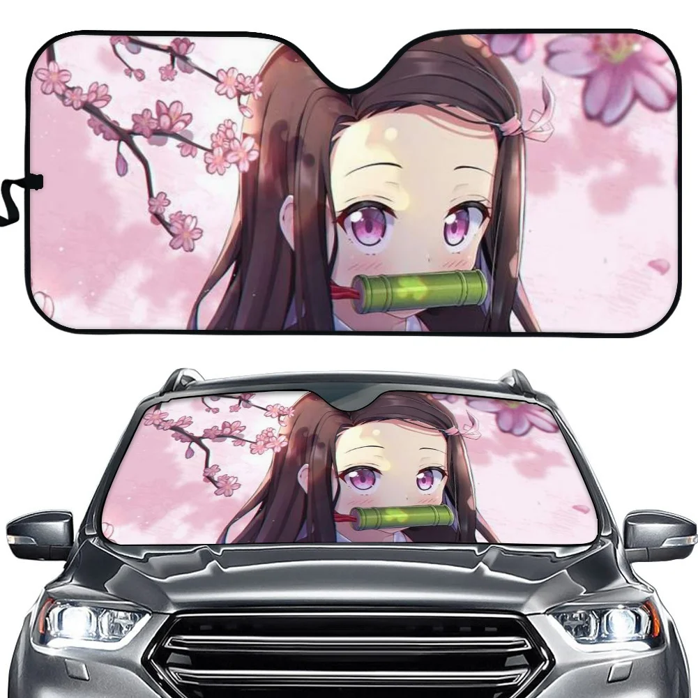 

Nezuko Anime Sun Shades Auto Visors Foldable Cover Car Front Windshield Protective Shade Window Screen Sun Reflection Sunshads