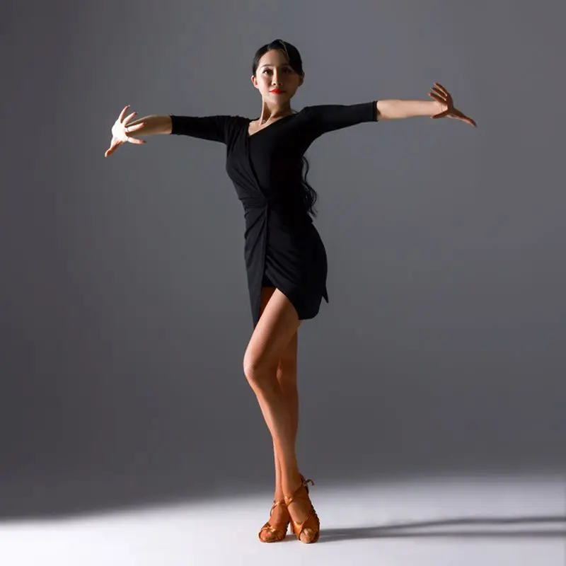 ヒョウ柄ラタンダンスドレス,婦人服,黒の衣装,ステージ
