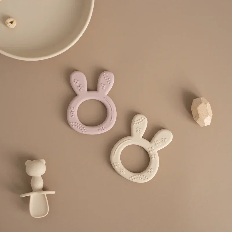 Silicone Teething Toys for Babies Cartoon Rabbit Shape BPA Free Infant Chewing Molar Toy