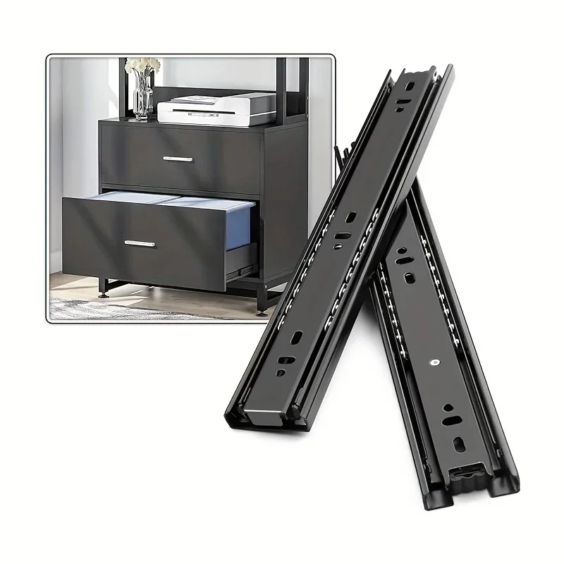 Drawer slides cold rolled steel hydraulic damping silent three-section wardrobe guide rail furniture hardware-drawer slides