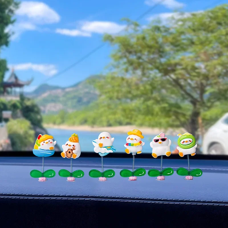 자동차 귀여운 오리 흔들 머리, 창의적인 자동차 창 가장자리 센터 콘솔, 자동차 인테리어 용품, 계기판 장식