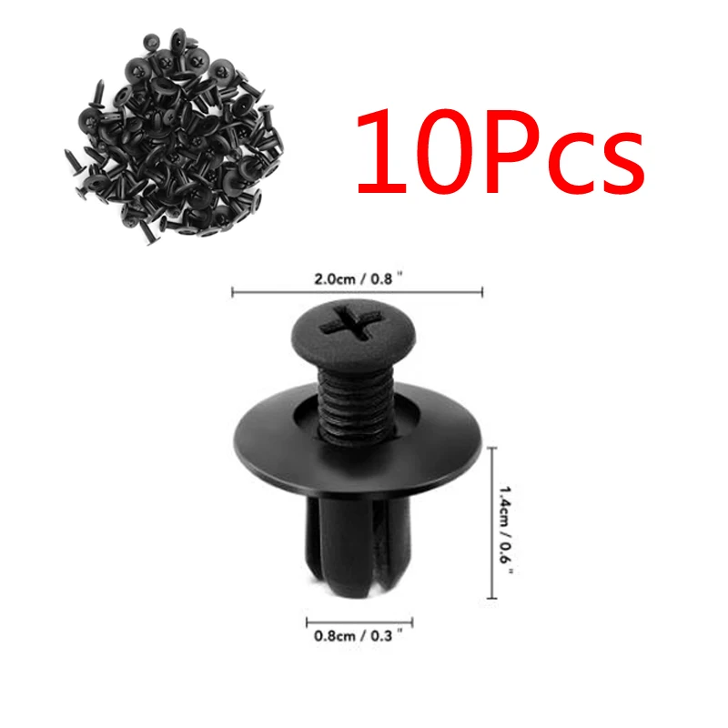 

10Pcs 8mm Hole Auto Rivet Fastener Black Universal Plastic Car Door Bumper Fender Bumper Fixed Clips Accessories