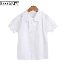 

BEKE MATA White Blouse For Girls 2022 Summer Flower Turn Down Collar Teenage School Girl Clothes Short Sleeve Children Shirts