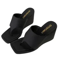 2025 Spring and Autumn New Style Slimming Slope Heel Korean Version Bare Toe Flip Flops Cool Slippers Sandals - Image 6