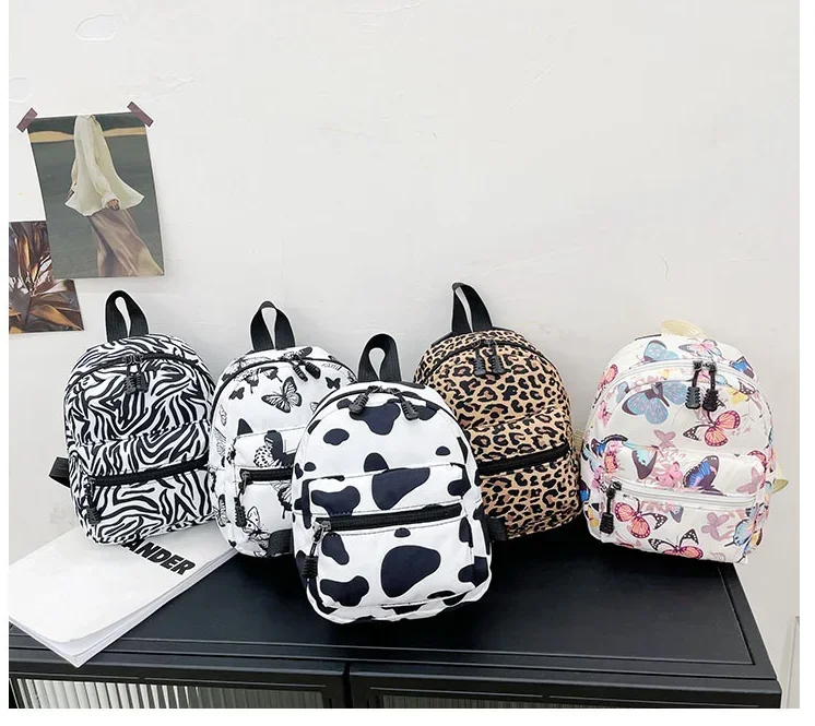 Mini Women's Backpacks Trend 2023 Nylon Female Bag Animal Printing Small Feminina Backpack School Bags for Teen Girls Knapsack