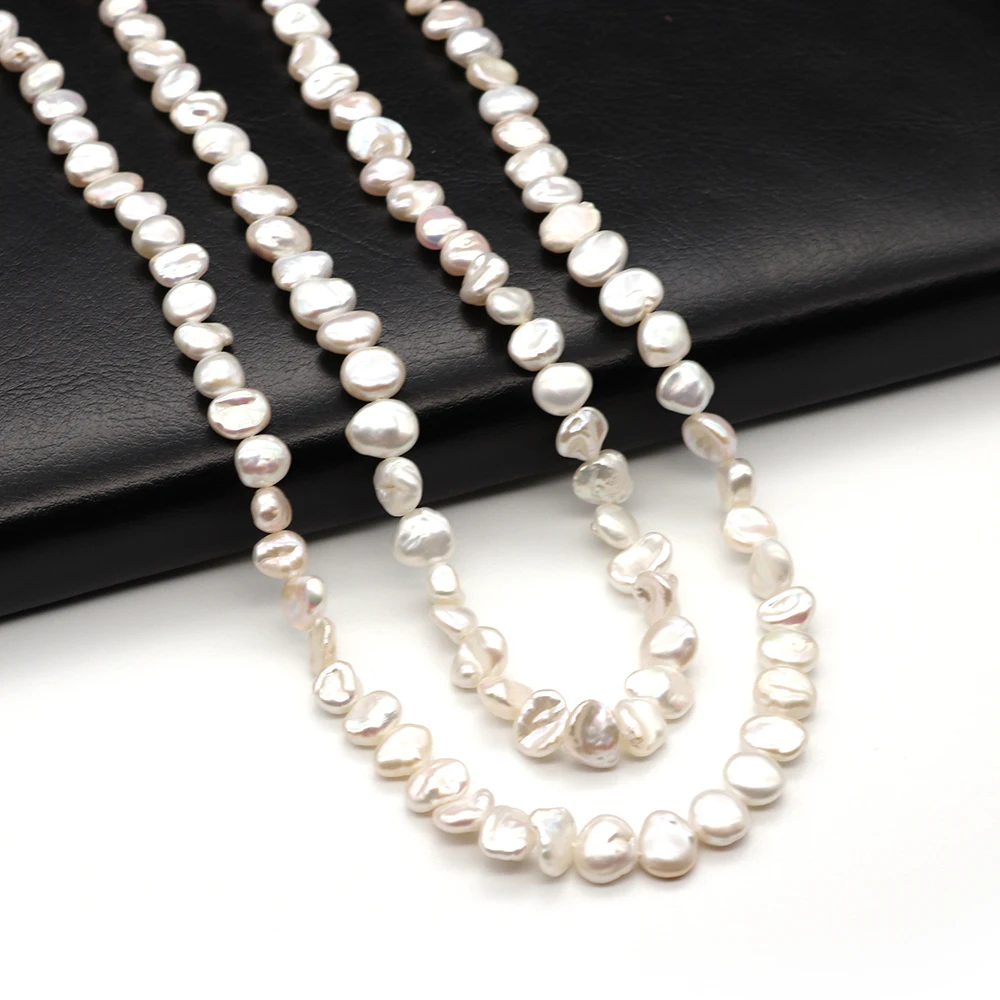 1 Strand 8-9mm Irregular Round Shaped Natural Freshwater Pearl Loose Beads DIY for Necklace Bracelets Earrings Regeneration Bead
