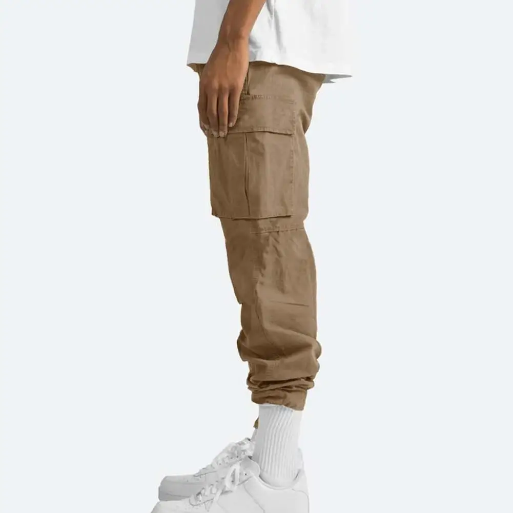 Description Picture 6 of itemMen Cargo Pants Elastic Waist Vintage Loose Multi Pockets American Style Solid Color Soft Breathable High Street Daily Sports St
