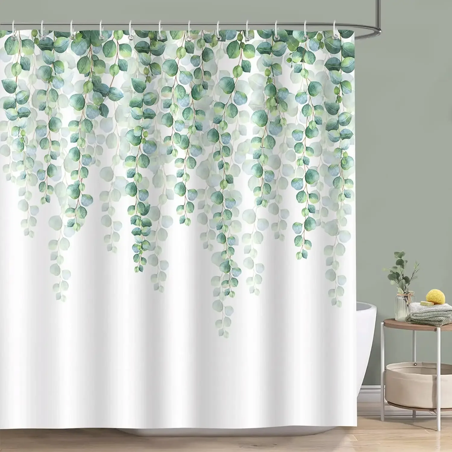 Tropical Palm Leaves Shower Curtain Set with Seasonal Decor Accents