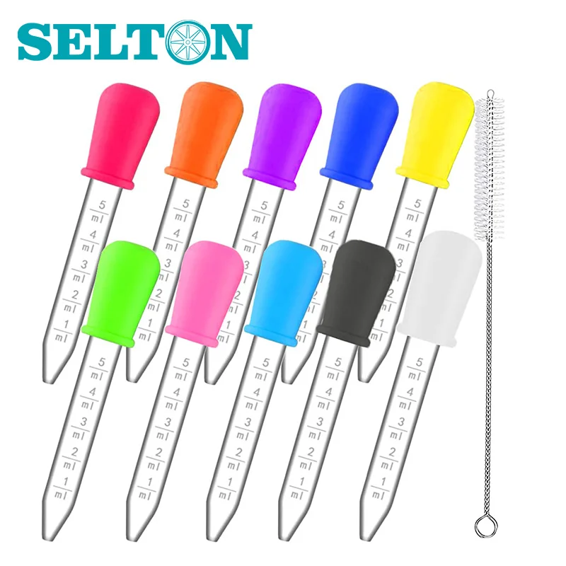 

10PCS 5ml Clear Plastic Silicone Pipettes Liquid Droppers for Kids Crafts Lab Transfer Eye Dropper with a Clean Brush