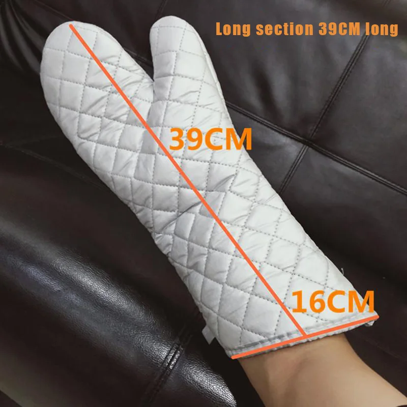 1pair Oven Mitts Kitchen Oven Microwave Gloves High Heat Resistant Long Mitts Anti-scalding Silver Cloth Gloves,silicone oven mitts,kitchen gloves,silicone oven gloves