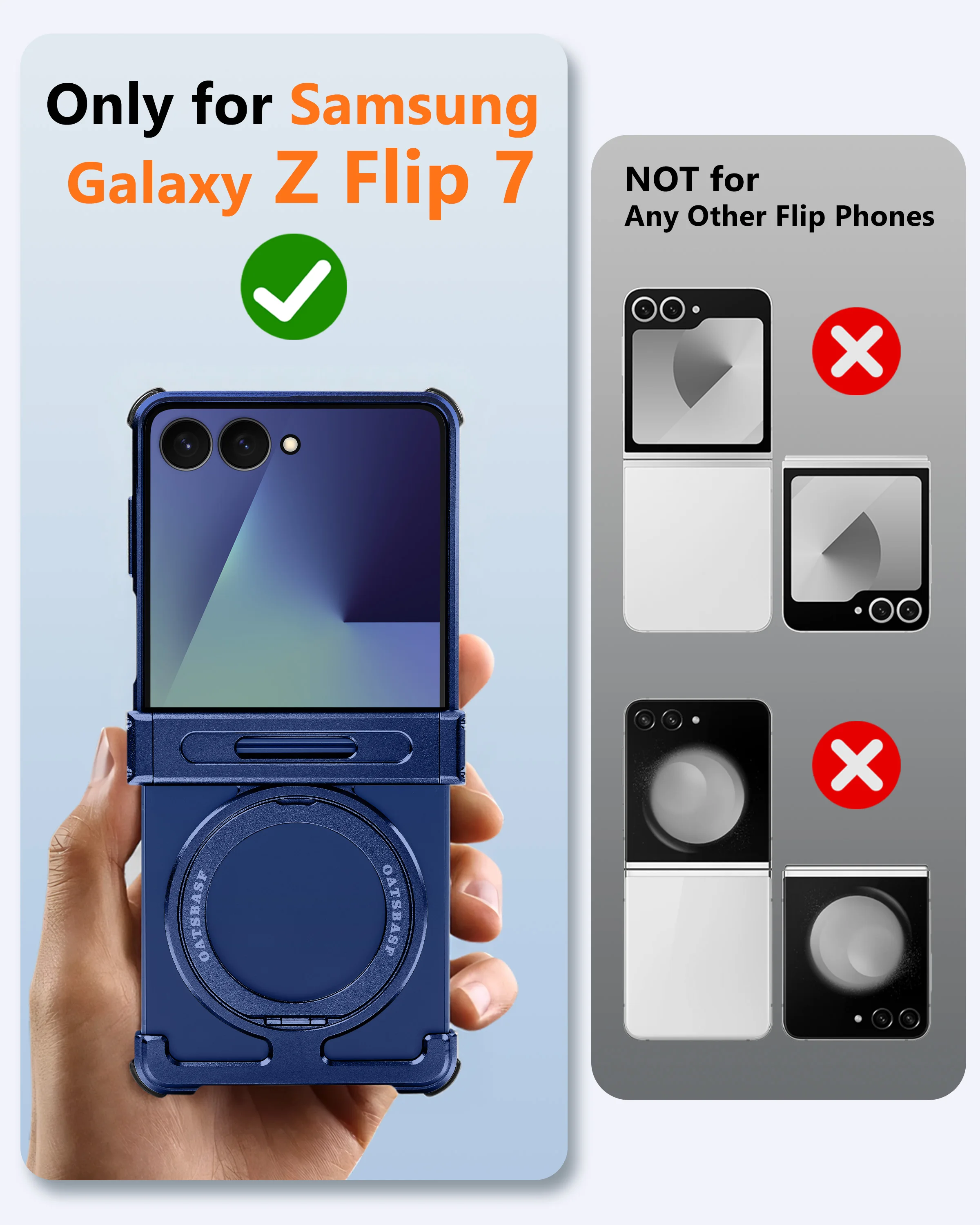 Eary Aluminum Metal Case for Samsung Galaxy Z Flip 7 with 360°Rotate Magnetic Ring Stand Ultra-Thin Slim Shells Shockproof Cover