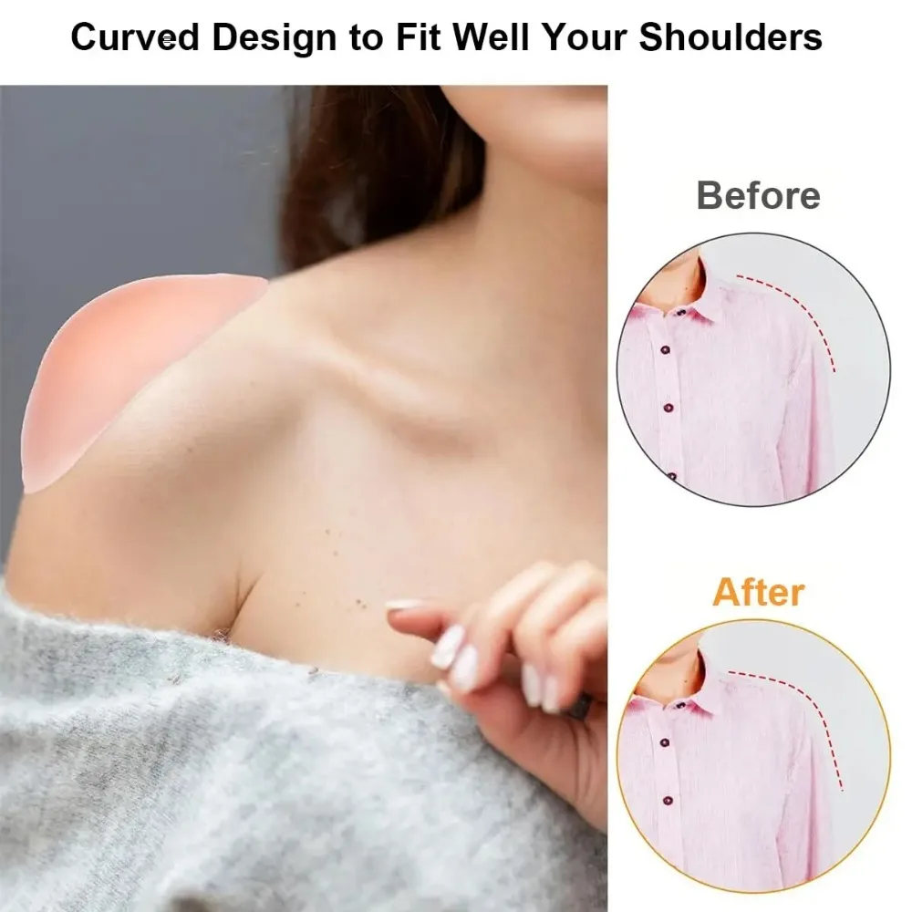 보이지 않는 실리콘 어깨 패드 재사용 가능 탈부착 의류 삽입물 DIY 재봉복 드레스 어깨 교정 지지대