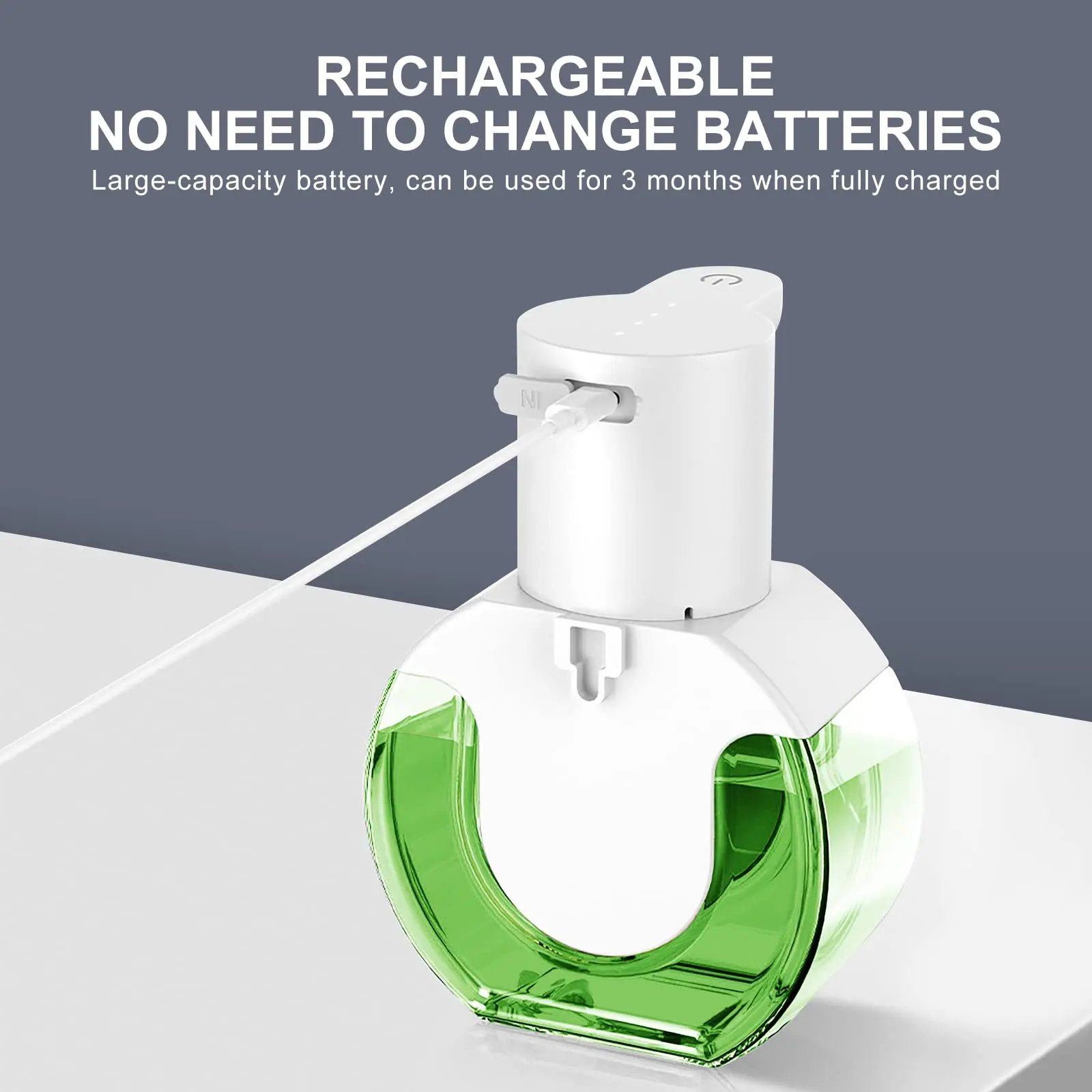 Dispensador de sabão de espuma automática Recarregável, Infravermelho, Touchless, Indução Inteligente, Lavar as Mãos Desinfetante, Lavadora para
