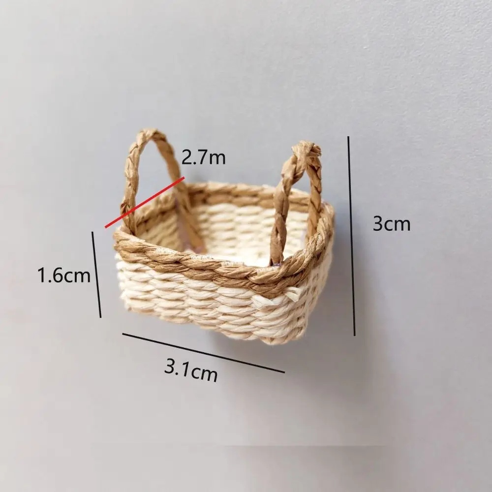 Mini Miniature Dollhouse Basket Handmade DIY Paper Vine Basket Fashion Children's Day Decoration For BJD Dolls/for Ob11 Dolls