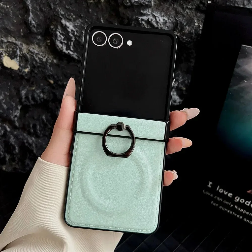 Premium 2-in-1 Rotating Ring Holder Magnetic Leather Phone Case