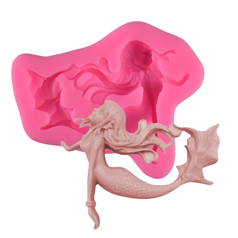 

3D Mermaid Form Pastry Silicone Mold Diy Handmade Fondant Chocolate Cake Decor Mold Kitchen Baking Tool Clay Gumpaste Resin Mold