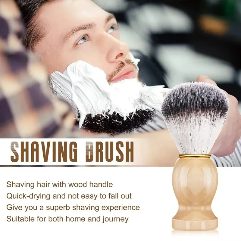 Spazzola per barba in legno Spazzola per barba manuale per capelli in nylon Setole Comoda spazzola per barba Strumento per capelli di bellezza