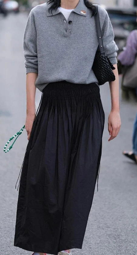 

New Seasonal Grey Polo Collar Embroidery Knit Sweater Jumper Women Fashion Versatile Commuter Casual Comfort Elegant Luxury