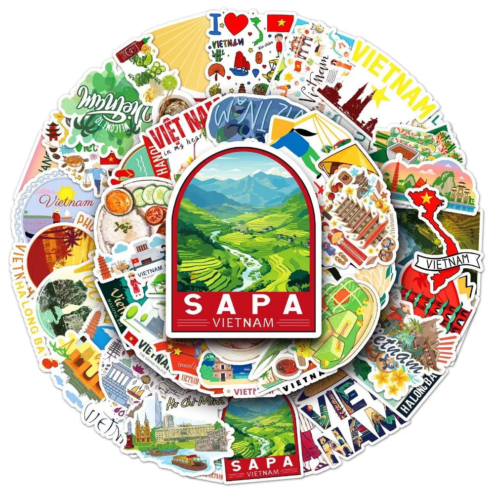 100pcs Stickers Voyage En Plein Air, Compris Forêt Bus Voilier Paysage