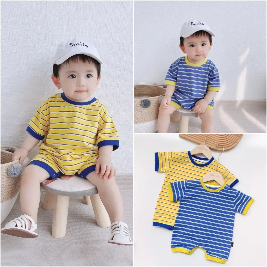 

Cotton Newborn Baby Striped Short Sleeve Jumpsuit Baby Boy Clothes Baby Boy Romper 0-24M