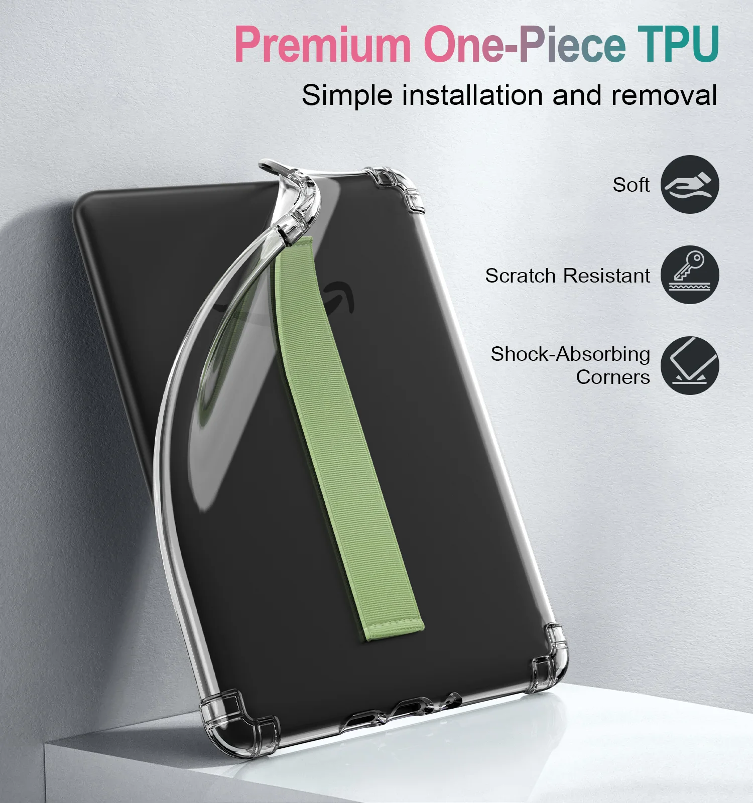 Case for 7" Kindle Paperwhite (12th Generation-) Hand Strap Case Ultra Slim Transparent Soft TPU Skin Back Cover Shell