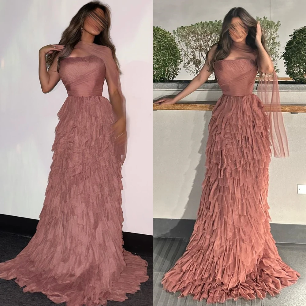 

Exquisite High Quality Strapless A-line Floor Length Evening Dress Formal Ocassion Gown Tulle vestidos de ocasión formales