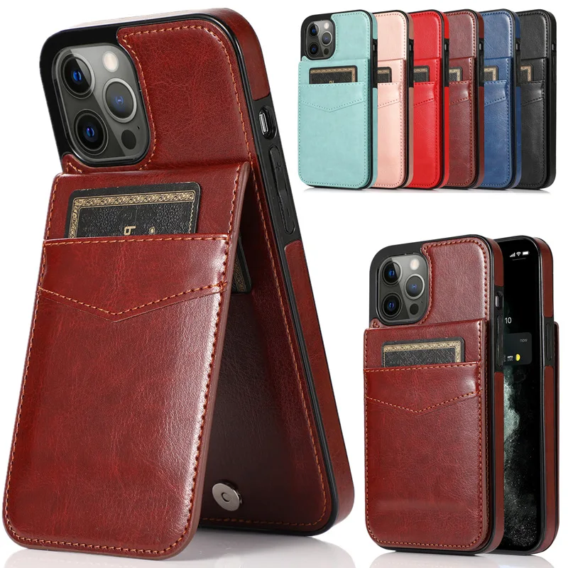 Luxury Leather Card Holder Flip Case - Designer Fashion Phone Cover