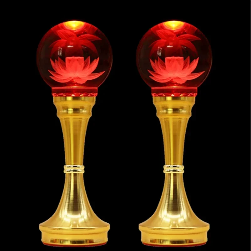 Household Crystal Ball Lotus Lamp, LED Buddha Supply Lamp, Decoration, Feng Shui, Eternal Light of Buddha Hall, Power Plug, 1pcs