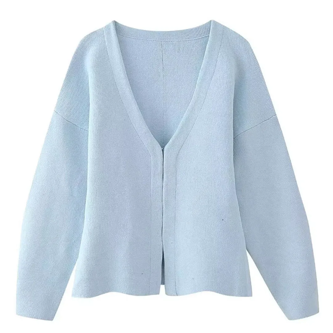 thumbnail image 1 of HH TRAF Otoño Mujer Elegante 6-Color Manga Larga Botones Cubiertos Cárdigan Casual Mujer Cuello En V Chaqueta De Punto Elástico Mujer, 1 of 5
