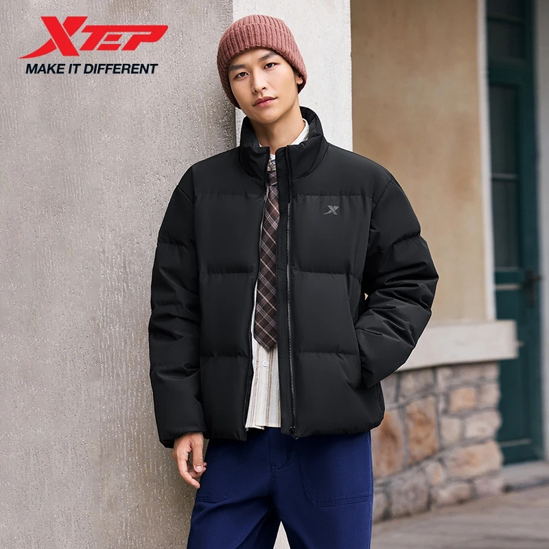 Xtep Down Jacket For Men And Women Strong Wrapping Leisure Comfortable Fashion Stand Collar Impact-Resistant Coat 875427190115