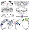 New 925 Sterling Silver Rings Blue Zircon Star Ring Original 925 Flower Ring DIY Women Jewelry Gift 2