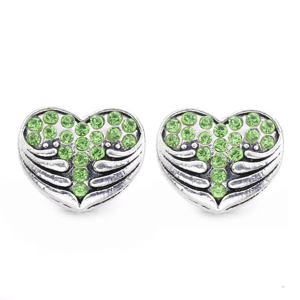 20pcs 12mm Snap Jewelry Crystal Heart 12mm Metal Snap Buttons for DIY Interchangeable Snap Button Bracelet Necklaces Earrings
