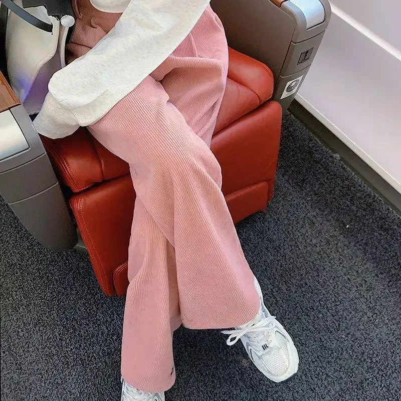 2022 Ladies Clothes Women All-Match Loose Solid Color Leisure Fashion Chic Women New Straight Style Mid Waist Ankle-Length Pants