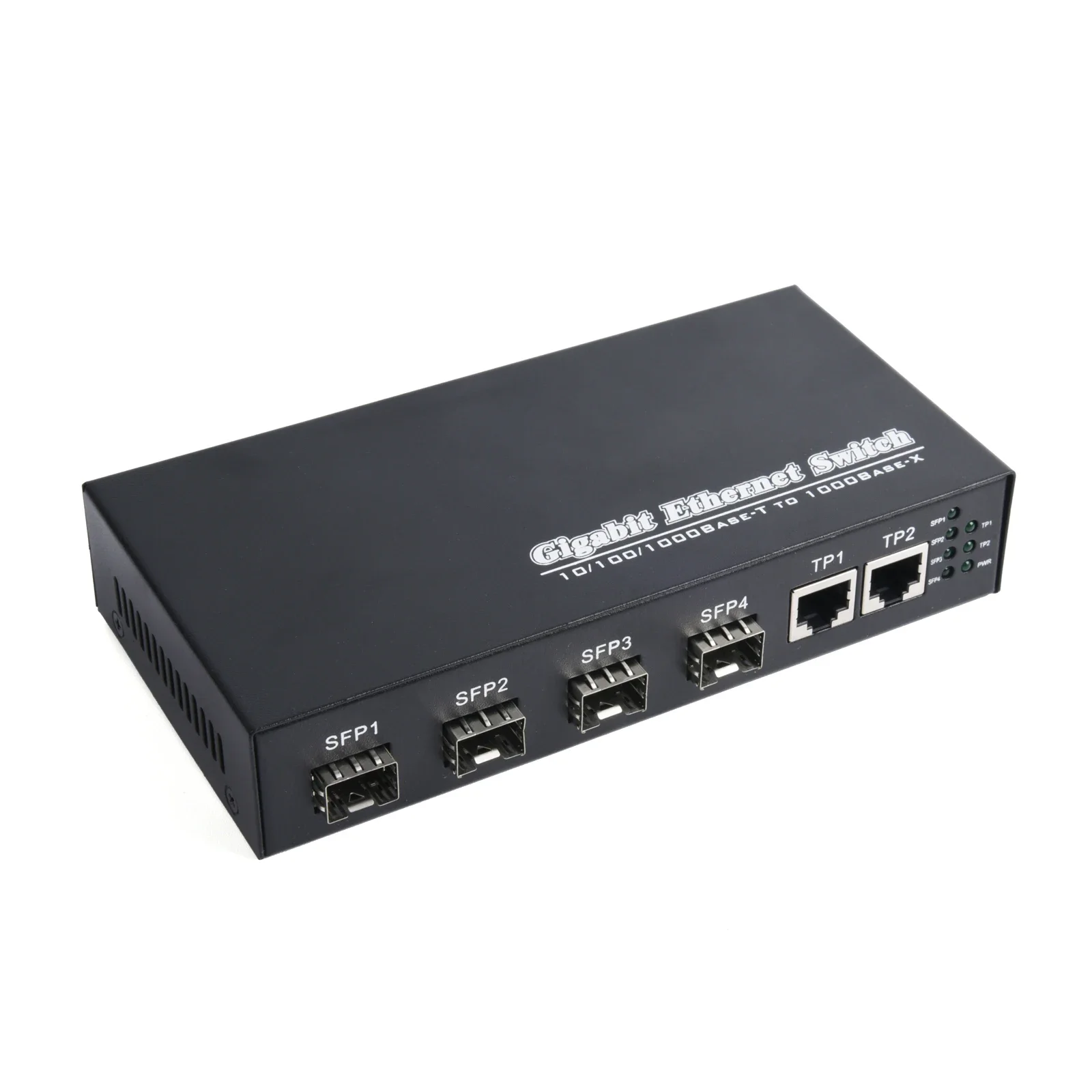 Gigabit SFP Media Converter 4 SFP to 2 RJ45 Transceiver 10/100/1000M Fiber Optic Switch 1PCS With 3KM/20KM LC/SC Module