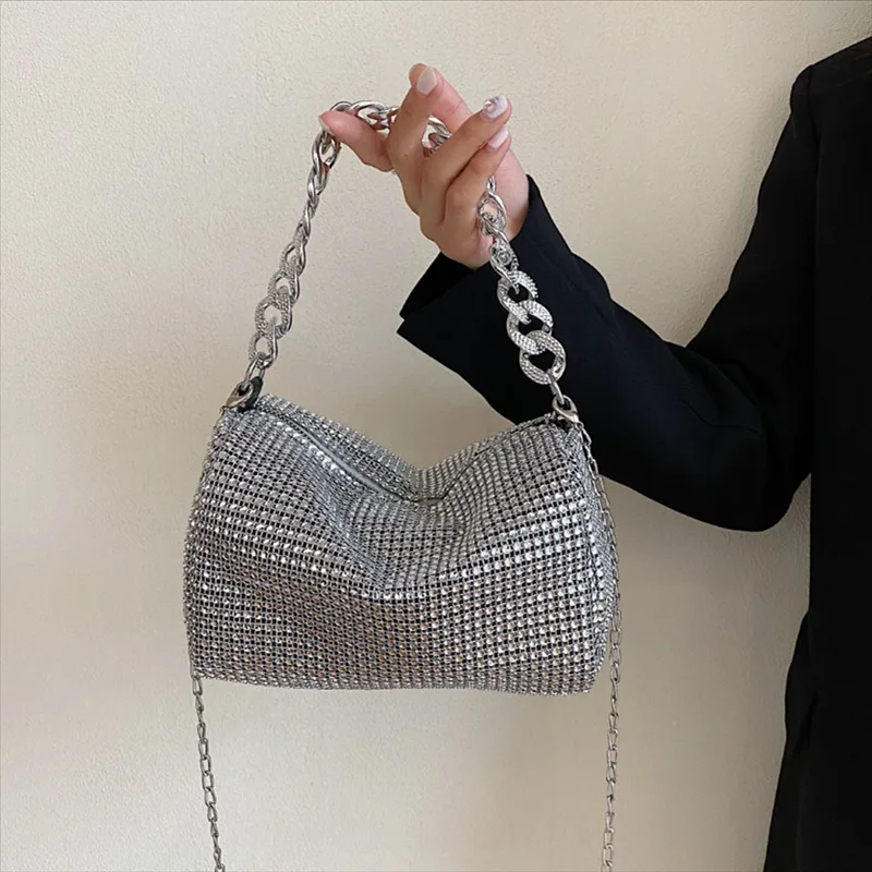 Fashionable Women's Tote Bag, Chic Banquet Bag, Stylish Bright Diamond Crossbody Bag Fashionable Shiny Diamond Handbag Cross Bag