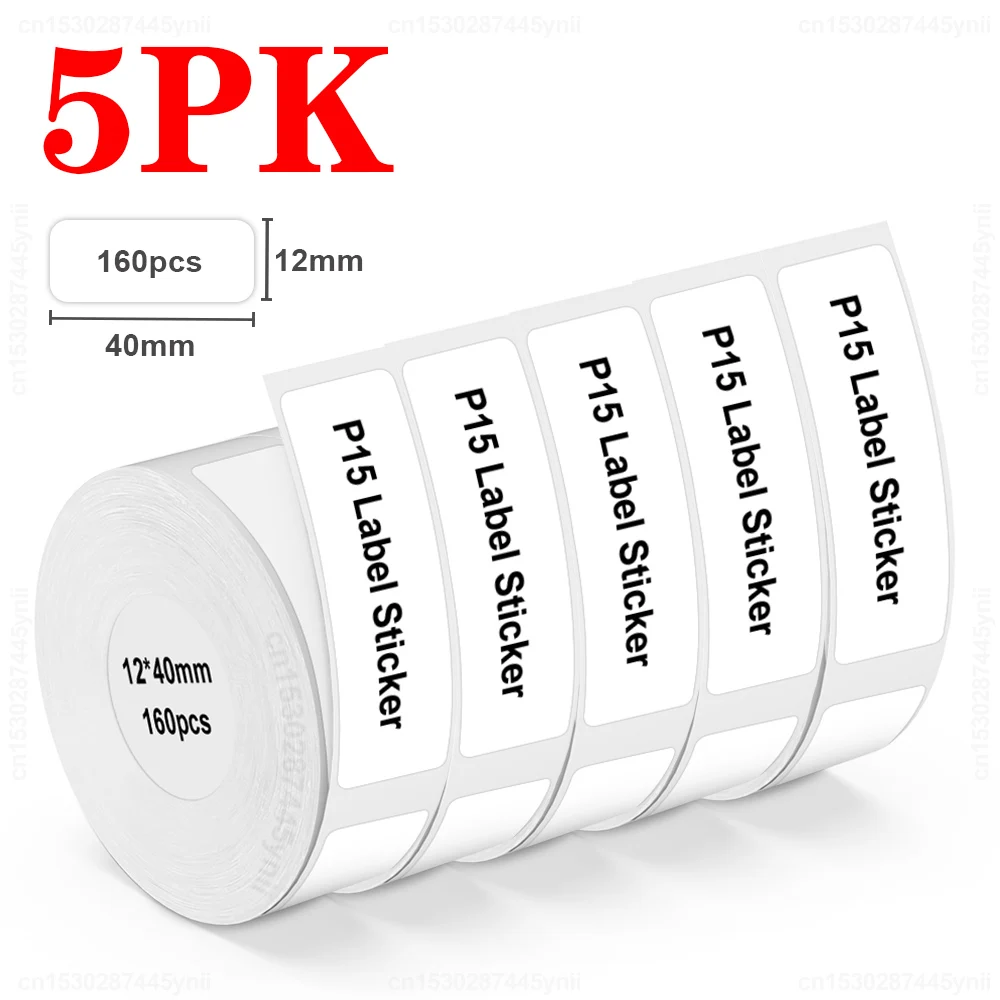 

5 рулонов, белая лента для этикеток P15, 12*40 мм, клейкая лента P15 этикетка бумажный стикер для принтера этикеток P15 Marklife P15 P12 PRT M11