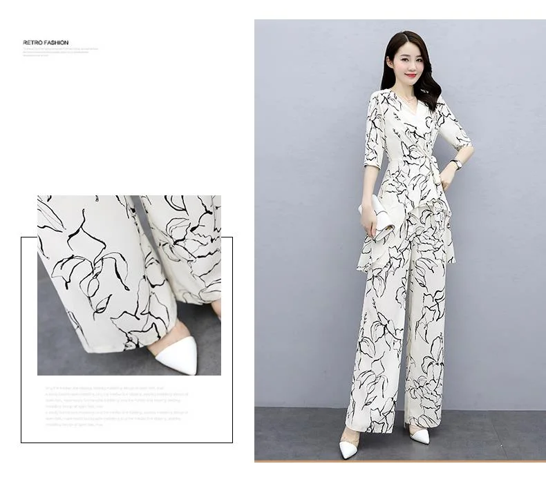 Fashion suit 2023 summer new women's clothing temperament print cool two-piece set_voghion.com