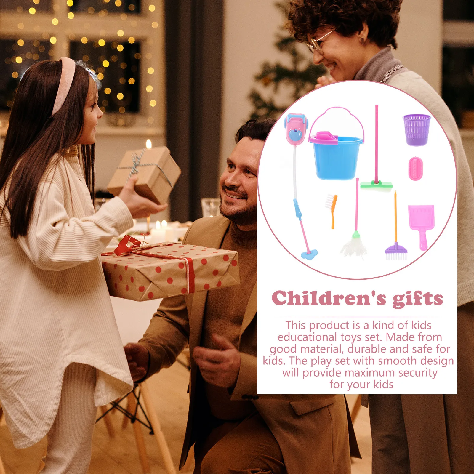 9Pcs 어린이 청소 장난감 잘 디자인된 재미있는 미니 하우스 청소 장비 유치원  소년을위한 교육용 장난감