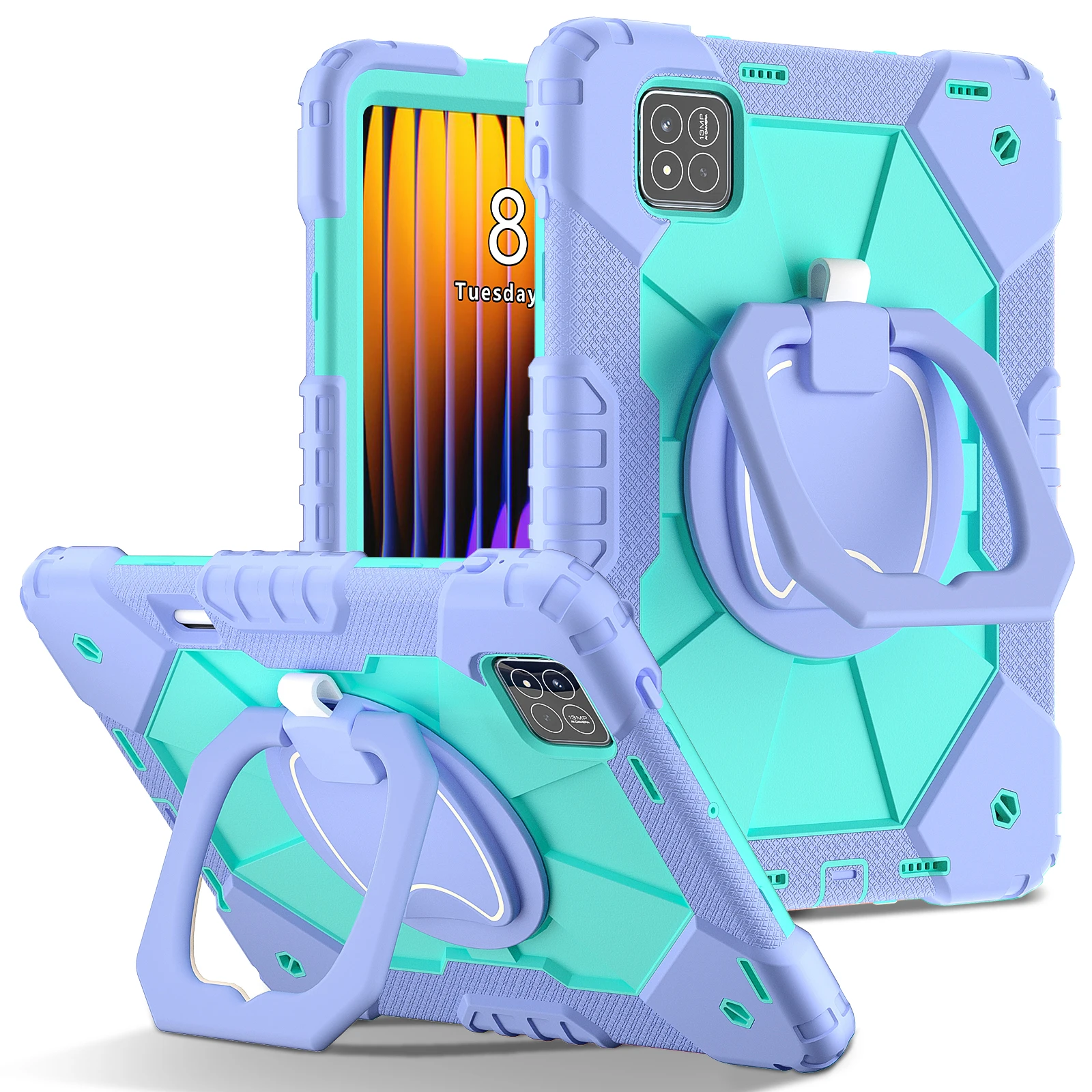 360° Rotatable Tablet Stand Case with Handle and Hard Cover